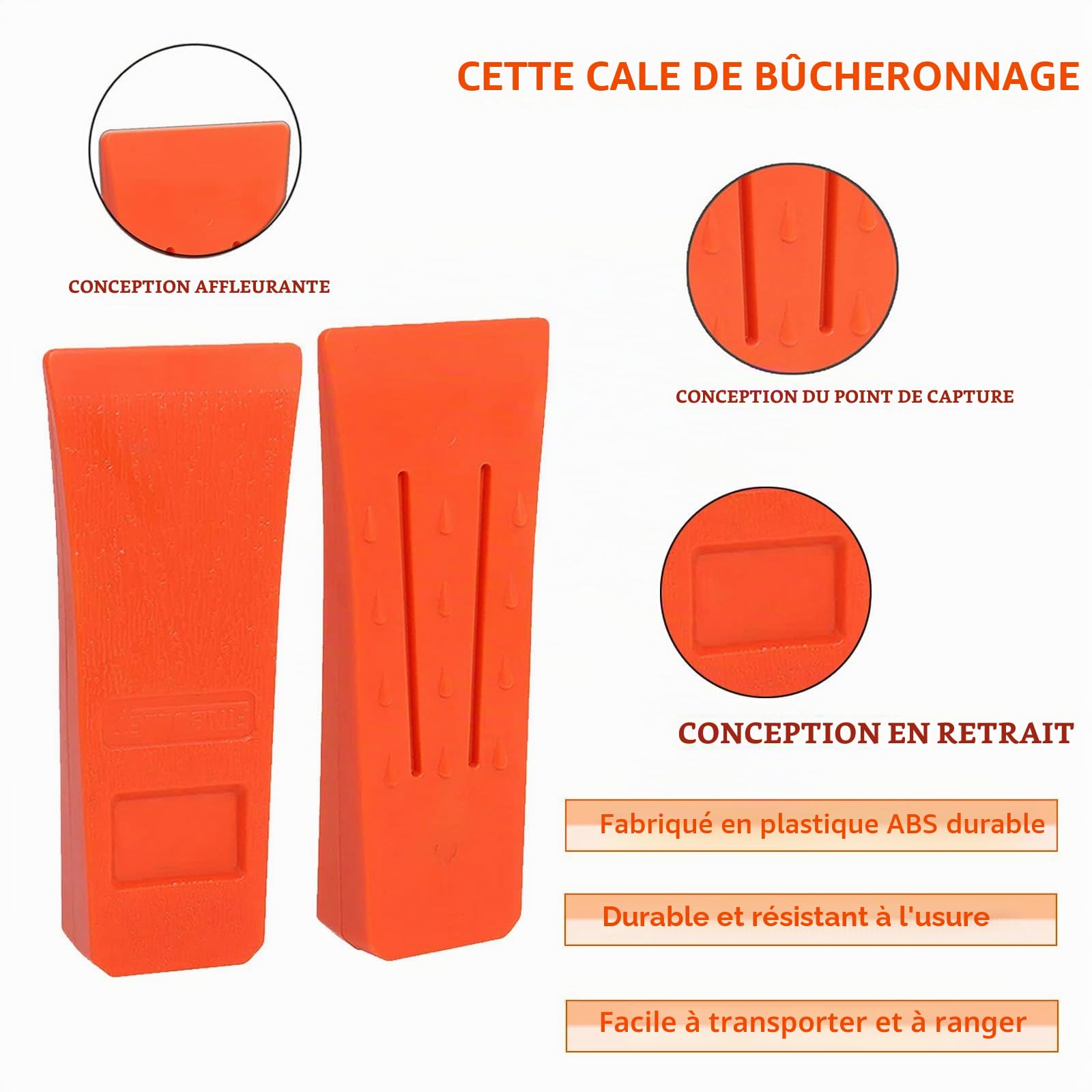 6 Pièces Coin D'Abattage pour TronçOnneuse avec Pointes pour un Abattage SûR, ABS Coins éclateurs pour jardinage avec Poche, Robuste et Durable, Outil Accessoire Pour Bûcheron (6 Pouces)