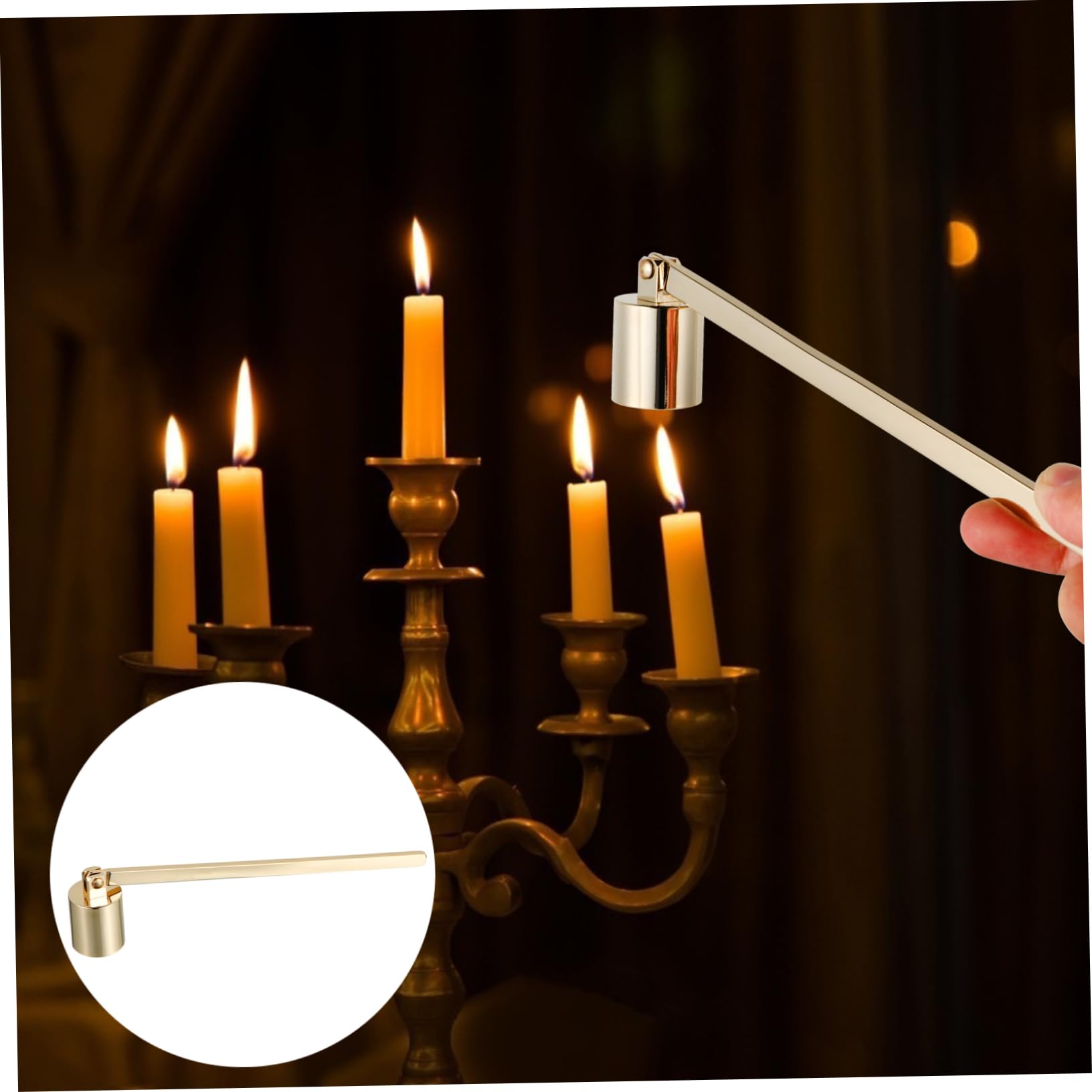 Apagavelas De Acero Inoxidable - Pack De 2 (Oro Y Plata), Mango Largo 20 Cm, Para Extinción Segura