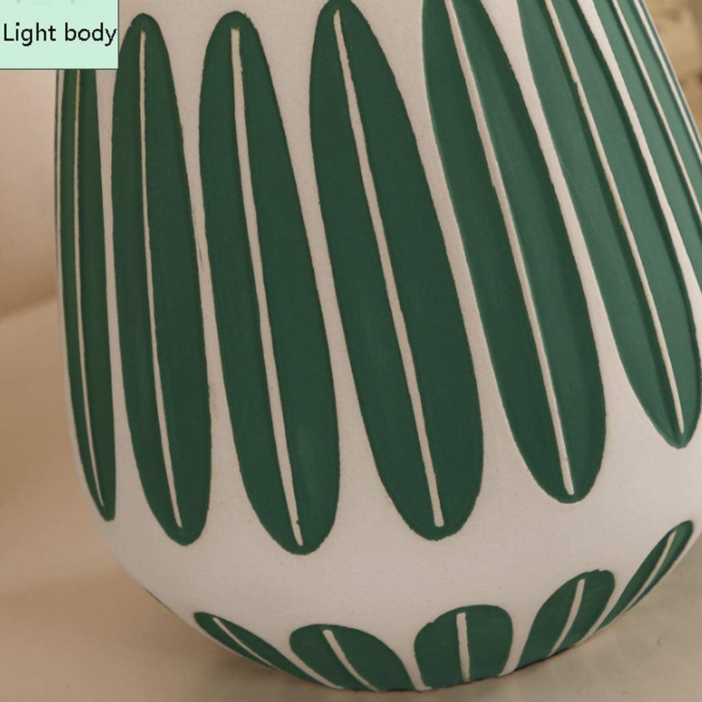 LNNSNE Minimalist Nordic Ceramic Lamp Green & Beige, Compact Size, Soft Light