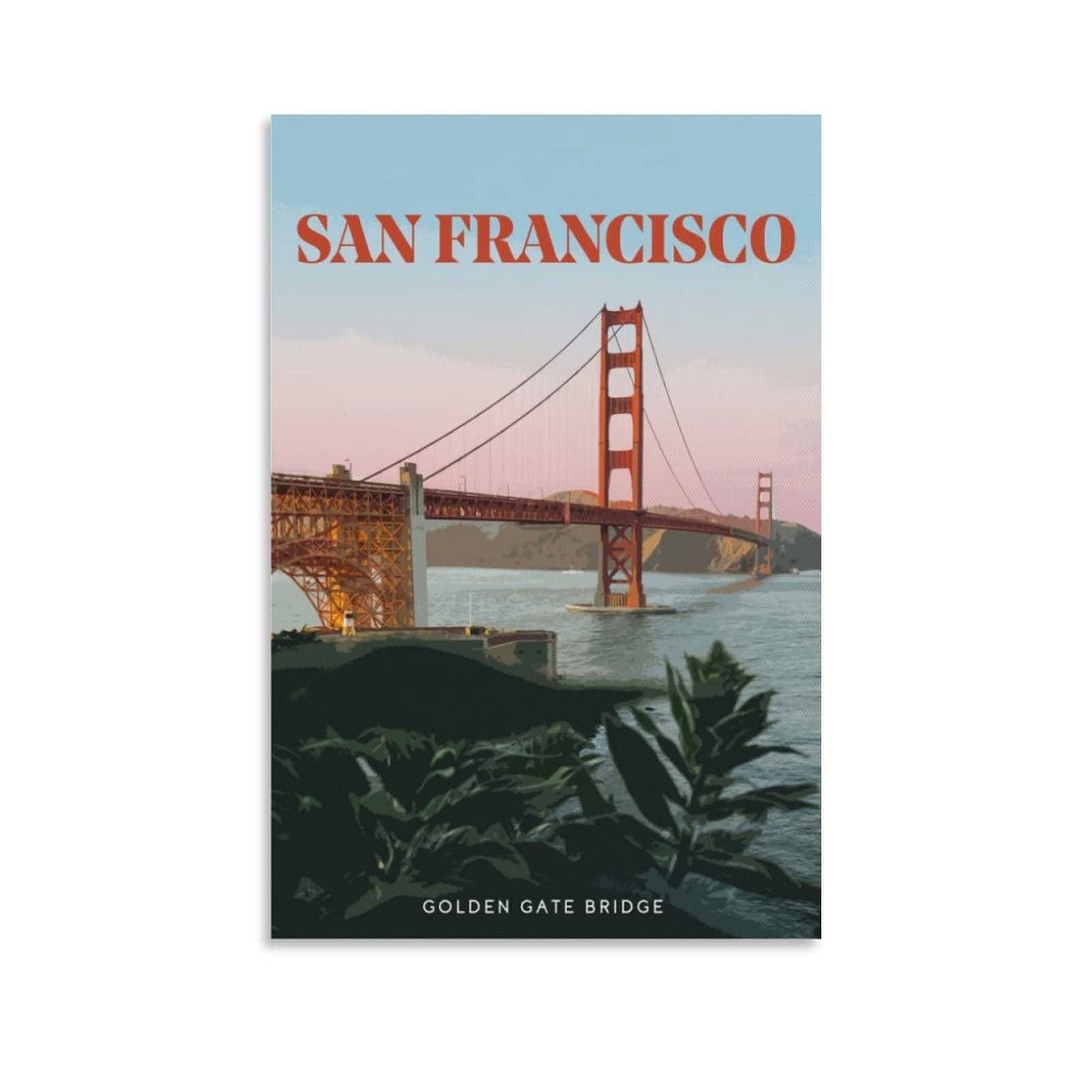San Francisco Vintage Travel Posters Golden Gate Bridge Canvas Posters Print Picture Paintings Wall Art for Living Room Bedroom Home Decor
