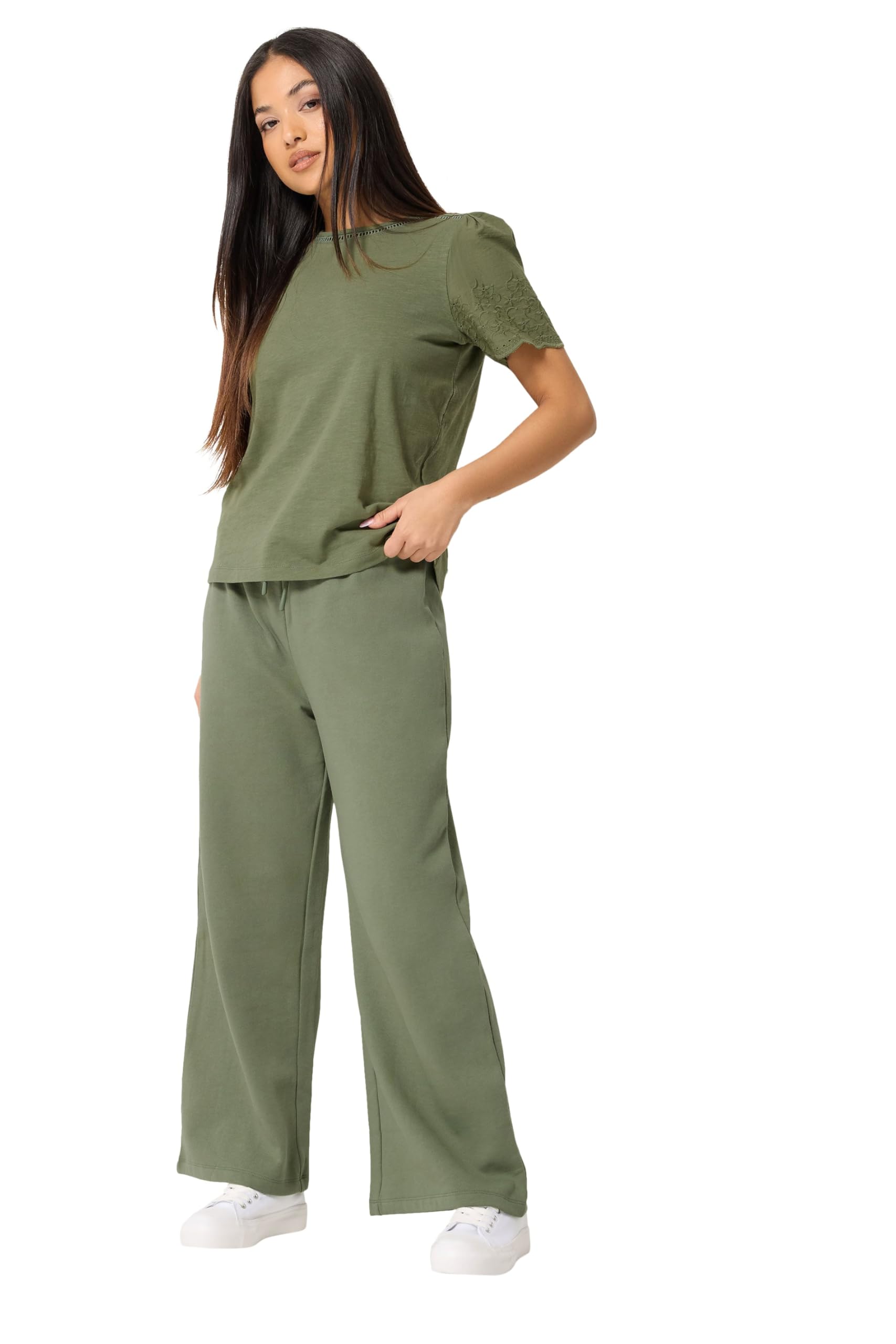 M&Co Petite Green Wide Leg Joggers - Women's