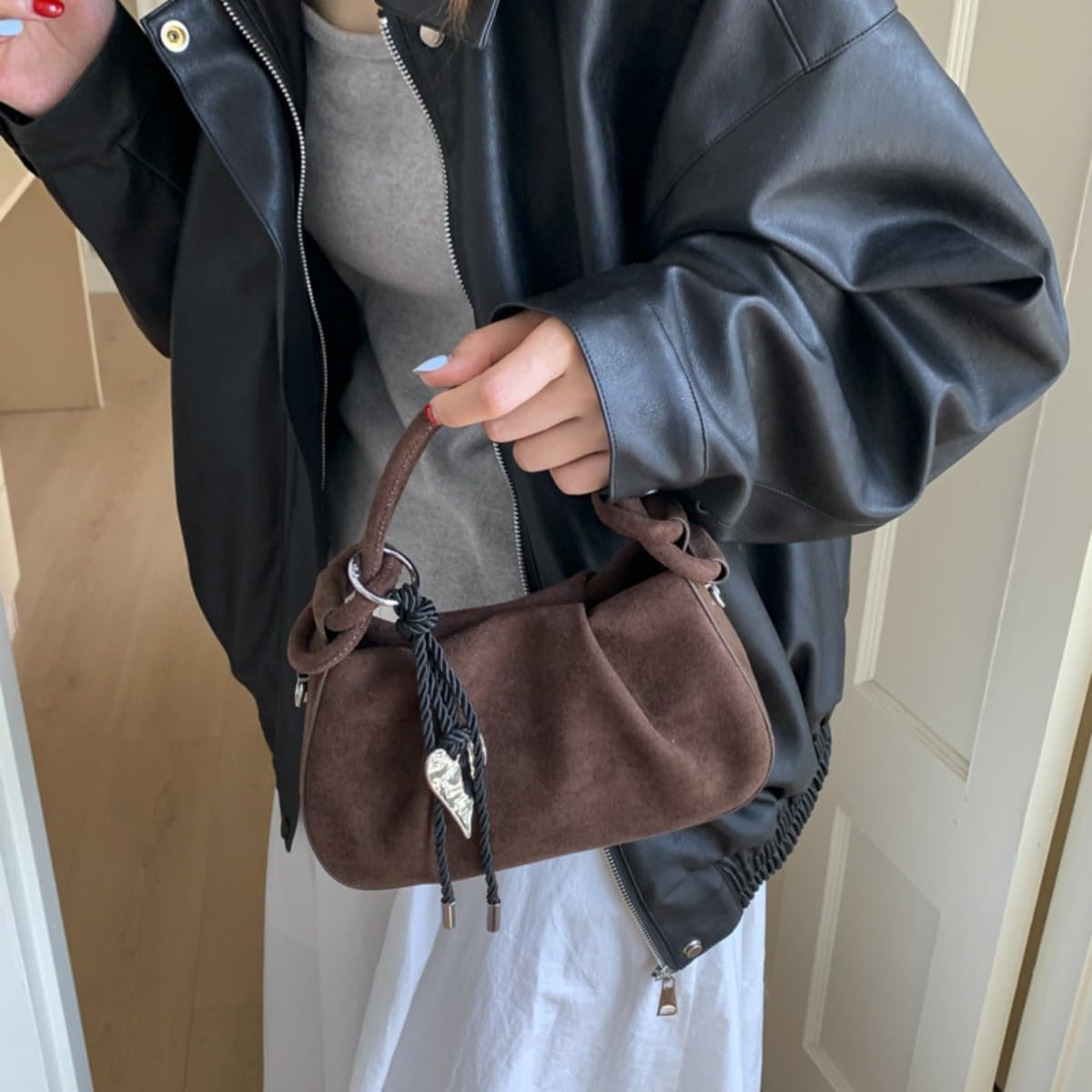 Slouchy Suede Bucket cloud Crossbody Purses Top-Handle Tote Handbag Hobo Bags Women Underarm Satchels Shoulder Bag - Image 5