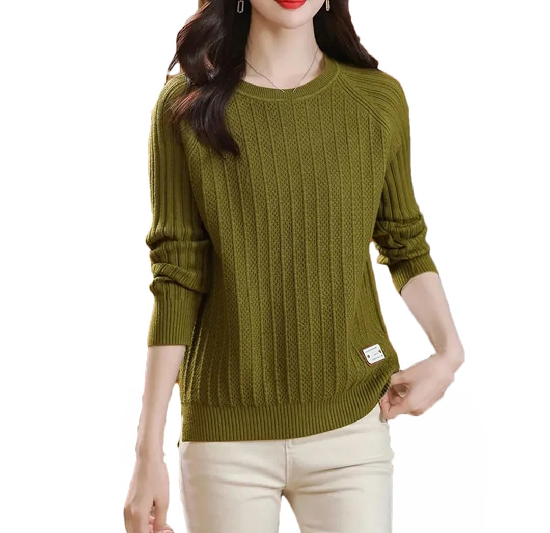 Maglione da donna a maniche lunghe lavorato a maglia girocollo alla moda
