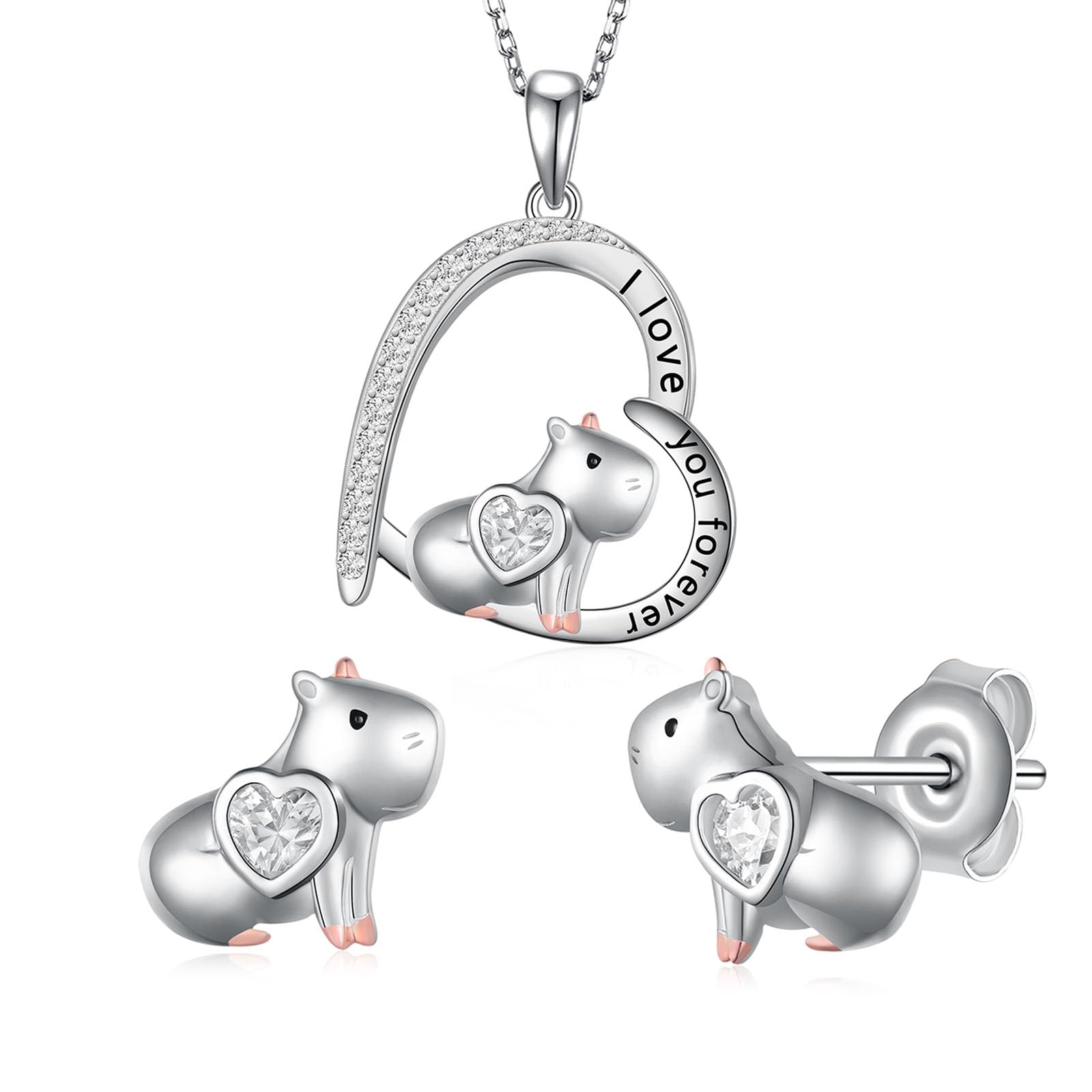 Capybara Gifts 925 Sterling Silver Capybara Earrings Capybara Necklace Lovely Capybara Stuff Birthday Gifts Jewelry for Women
