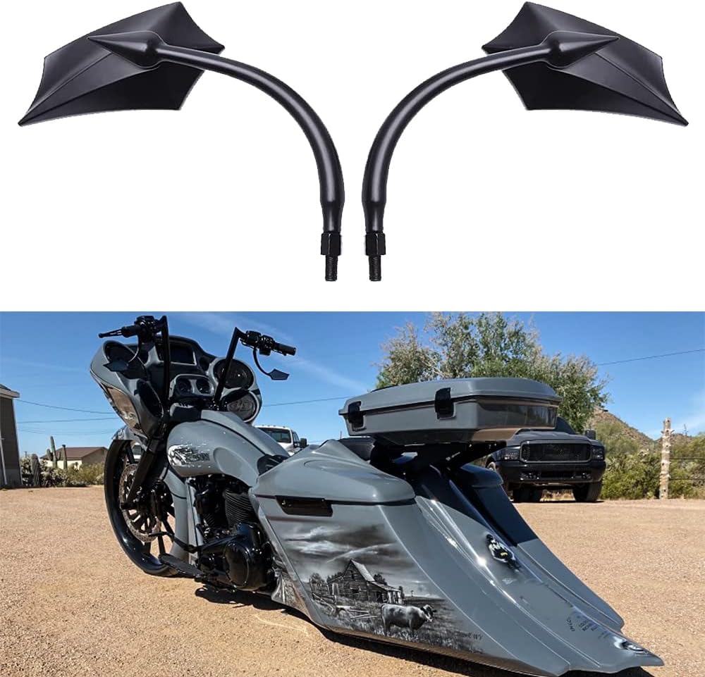 Black Irregular Shape Motorcycle Mirrors,Upgrade Rearview Motorcycle Mirrors With M8 10 Screws Compatible with Harley Yamaha Kawasaki And More