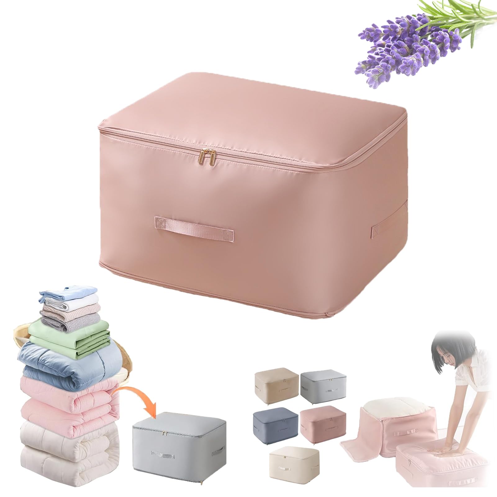 Ultra Space Saving Self Compression Organizer, Compression Packing Cubes, Expandable Packing Organizers, Heavy Duty Moving Bags, Storage Tote For Space Saving, Comforters Clothes (XL,pink)