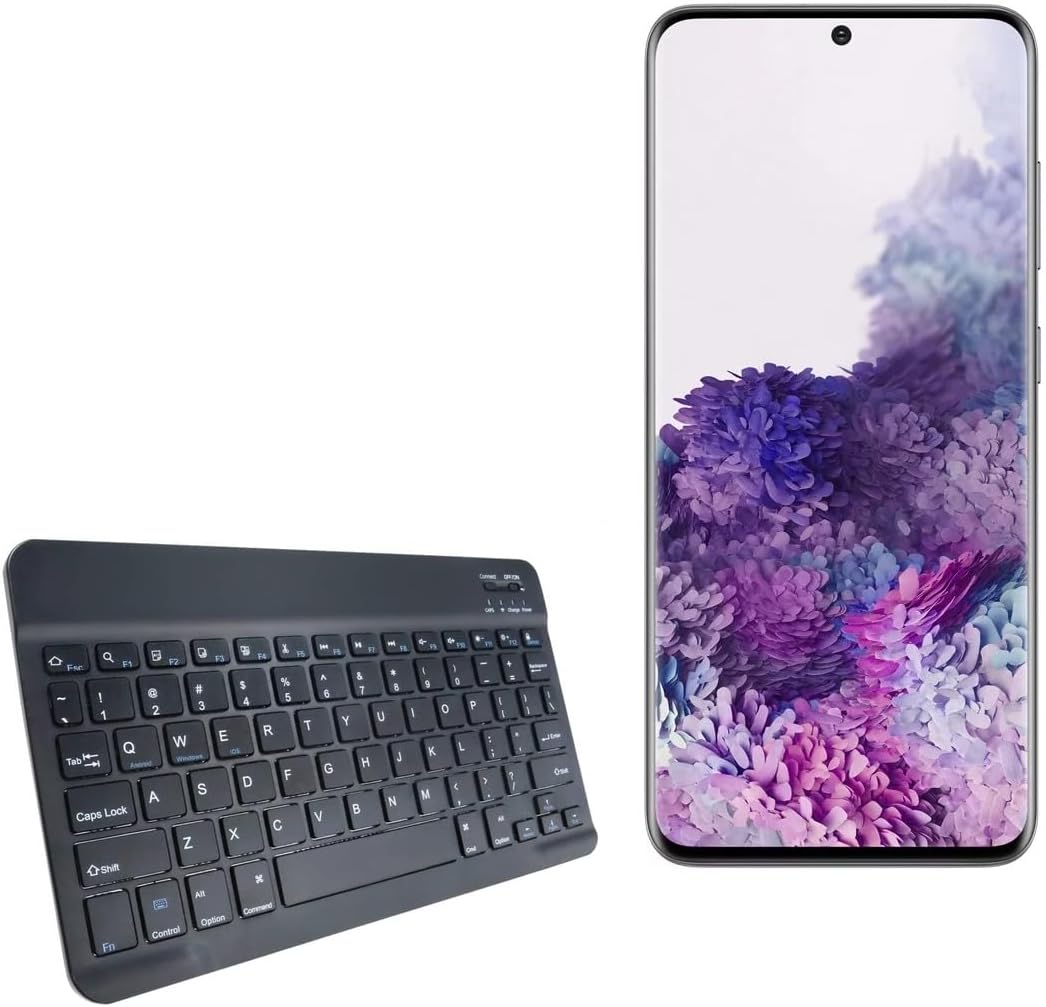 BoxWave Keyboard Compatible with Samsung Galaxy S20 - SlimKeys Bluetooth Keyboard, Portable Thin with Chiclet-Style Keys - Jet Black
