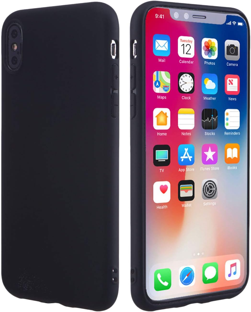 Compatible with Thin iPhone Xs MAX Case, Thinnest Cover Ultra Slim Fit Durable Light Shockproof Shell Soft TPU Silicone Gel Bumper Compatible with iPhone Xs MAX (2018)(Black)