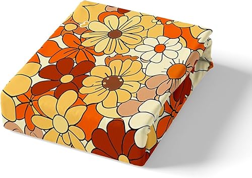 Miniatura 5 de Castle Fairy Juego de funda de edredón de tamaño matrimonial, diseño floral vintage de los años 70 con 2 fundas de almohada, 3 piezas, hippie retro,