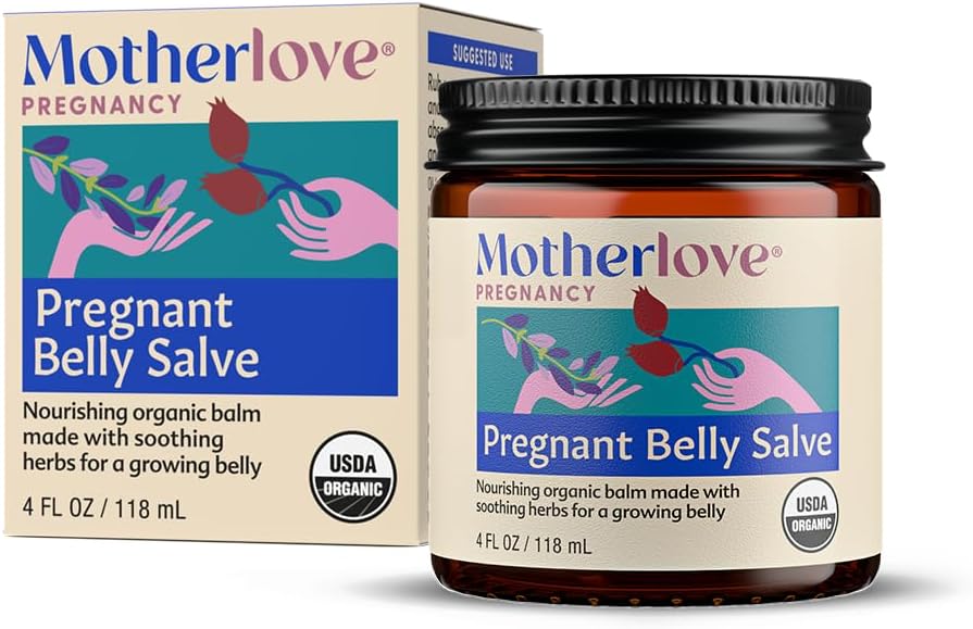 Motherlove - Pregnant Belly Salve, Helps Prevent Stretch Marks, Soothes the Itch of Growing Skin, Moisturizing Balm with Organic Herbs for your Tummy, Natural All-Over Cream for Pregnancy, 4 oz.