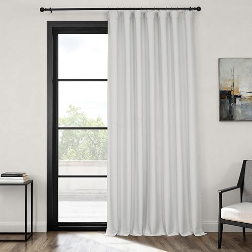 HPD Half Price Drapes - Faux Linen Curtains for Living Room (1 Panel) - 100W X 120L - Extra Wide Textured Room Darkening Curtains for Bedroom 120 Inches Long - Drapes for Home Decor, Oyster