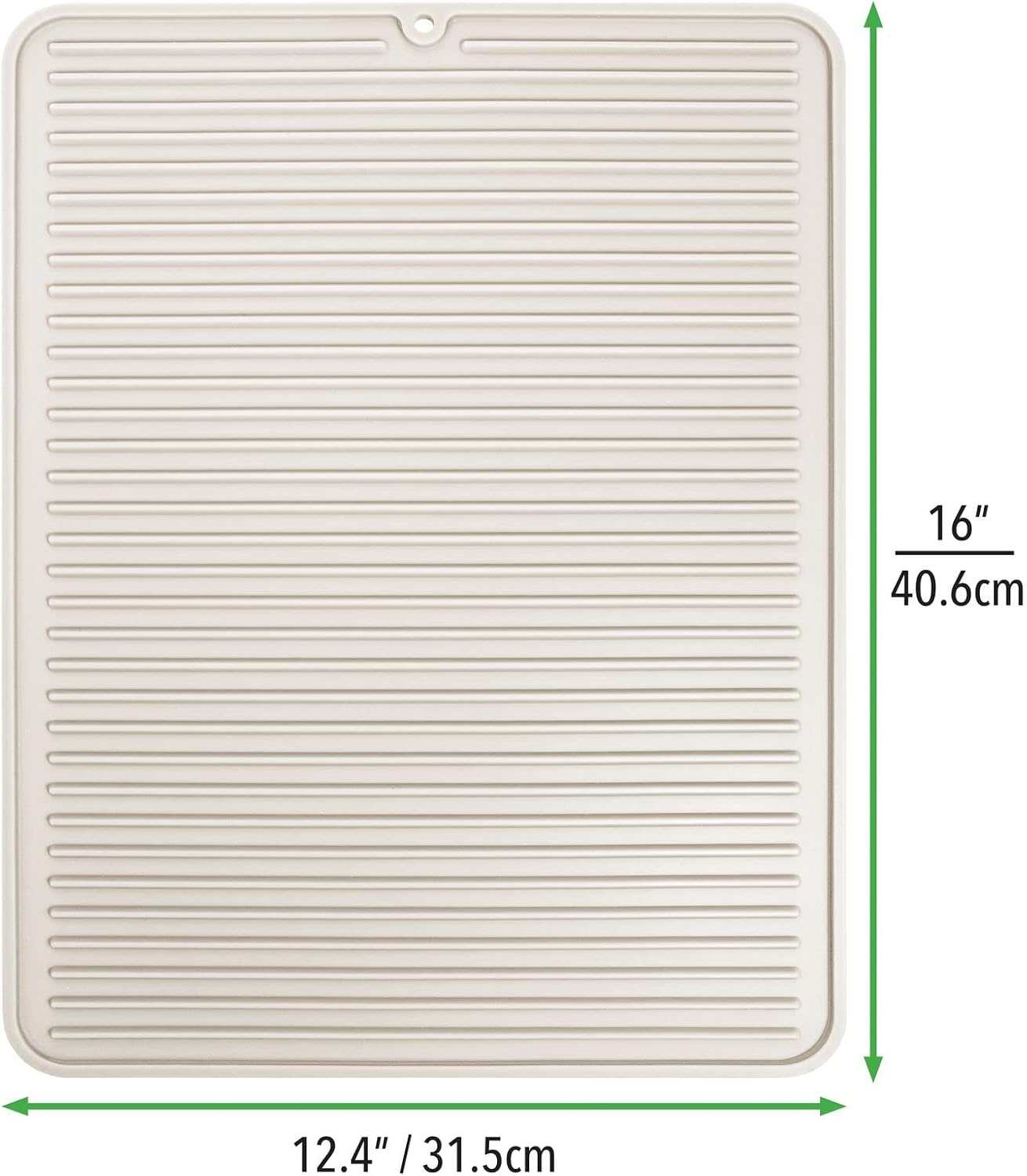 mDesign Silicone Dish Drying Mat and Protector for Kitchen Countertops, Sinks - Ribbed Design - Non-Slip, Waterproof, Heat Resistant, Dishwasher Safe - Cream/Beige