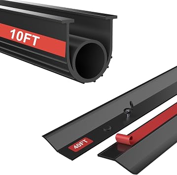 10FT & 40FT Garage Door Seal Kit - Bottom, Top and Sides Weather Stripping Replacement to Block Rodents Drafts Rain Dust | Easy DIY Installation for Home & Commercial