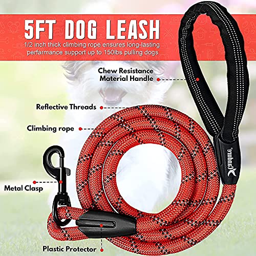 Candure Hundeleine für Große und Kleine Hunde - Trainingsleine, Bissfest, Schleppleine Rund mit Weich Gepolsterter, Tauleine 1.5M Dog Leash Hausleine