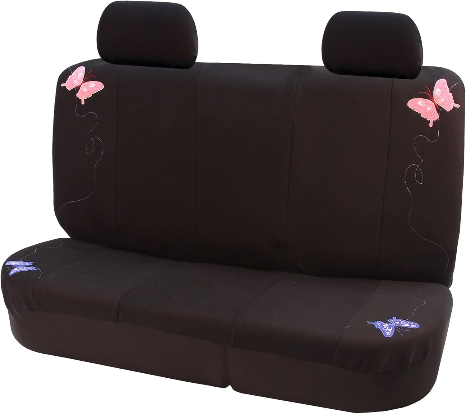 FH Group Full Set Butterfly Cloth Car Seat Covers - Universal Fit, Low Back Front Seat Covers, Solid Back Seat Cover, Washable Seat Cover for SUV, Sedan, Van, Black
