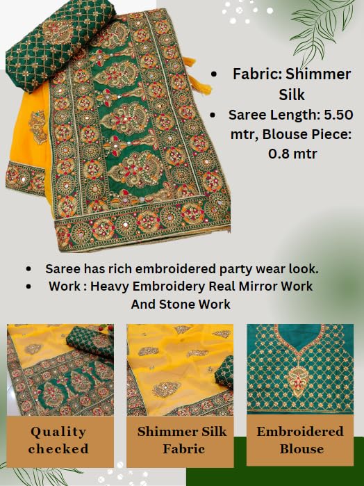 Image of Women's Bollywood Heavy Sequins Embroidery Work Georgette Saree with Unstitched Blouse