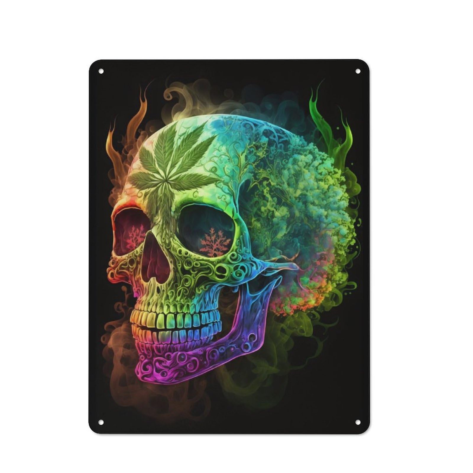 Junmoney Ganja Skull Metal Sign 40X30cm With For Workshop Wall, Rustic Decor, For Collectors Decorating Workshops And Hobby Rooms