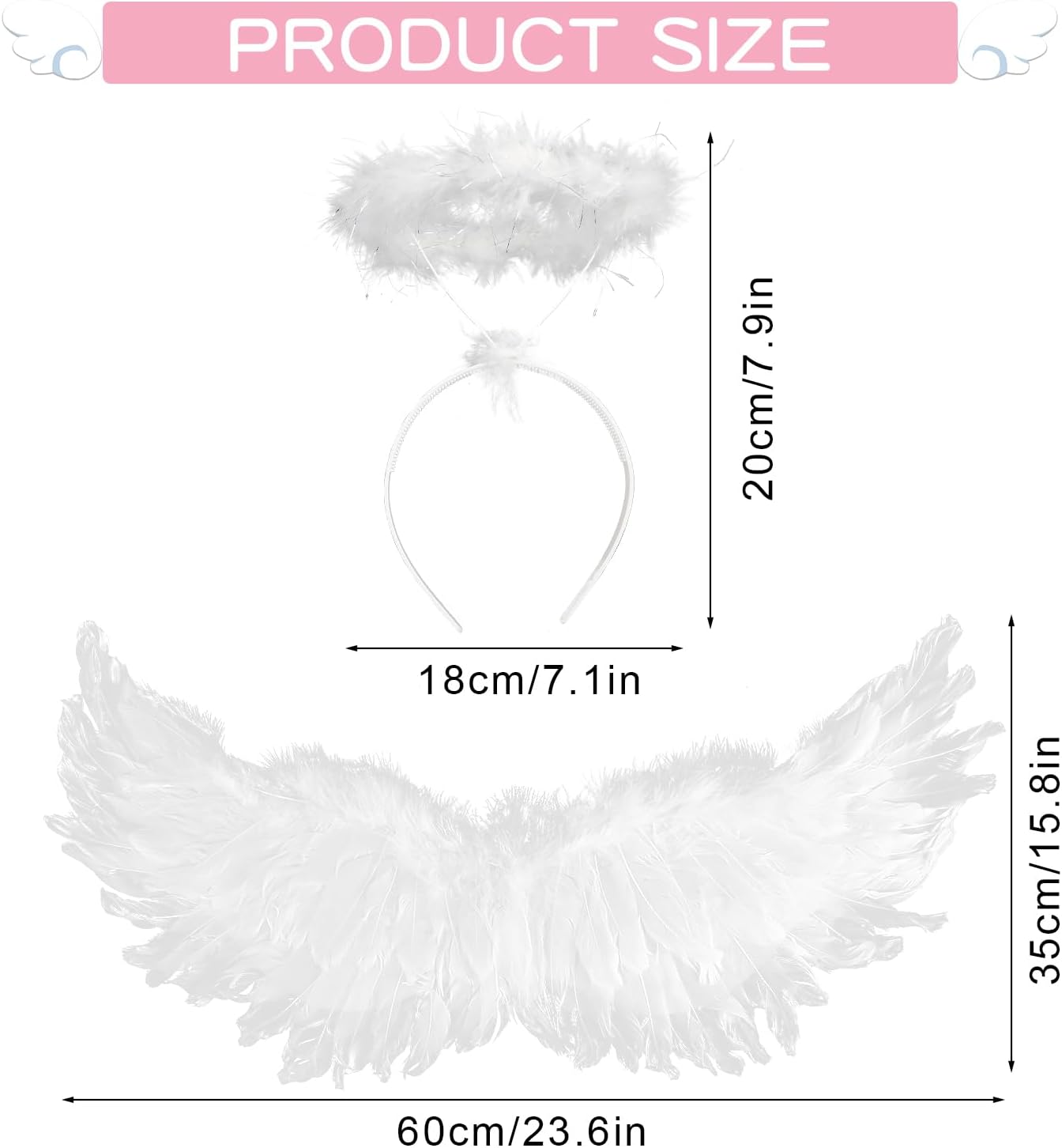 DERAYEE Angel Wings and Halo for Kids