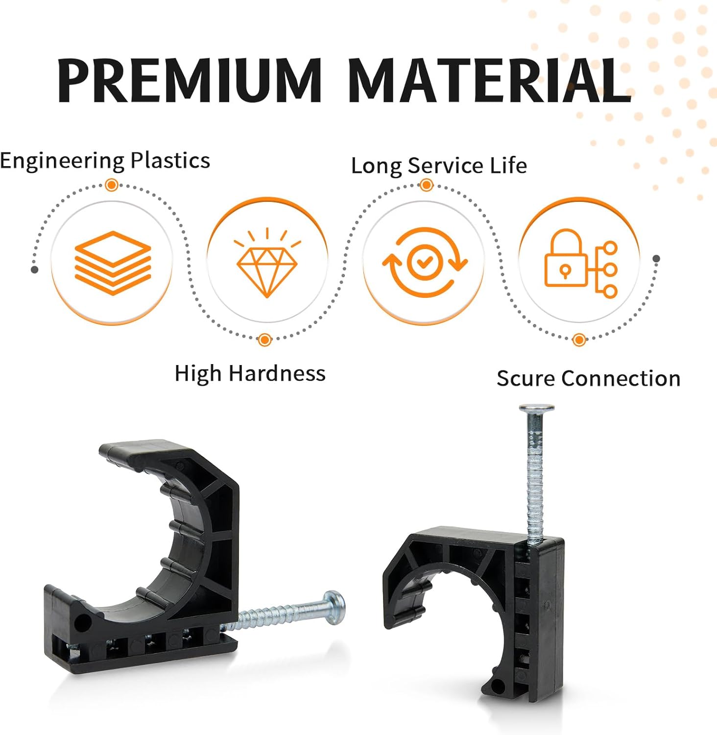 HeSun 3/4インチ ハーフクランプ器具 ブラック Jフック 釘付き PEX サポートホルダー 配管プロジェクト用 50個パック