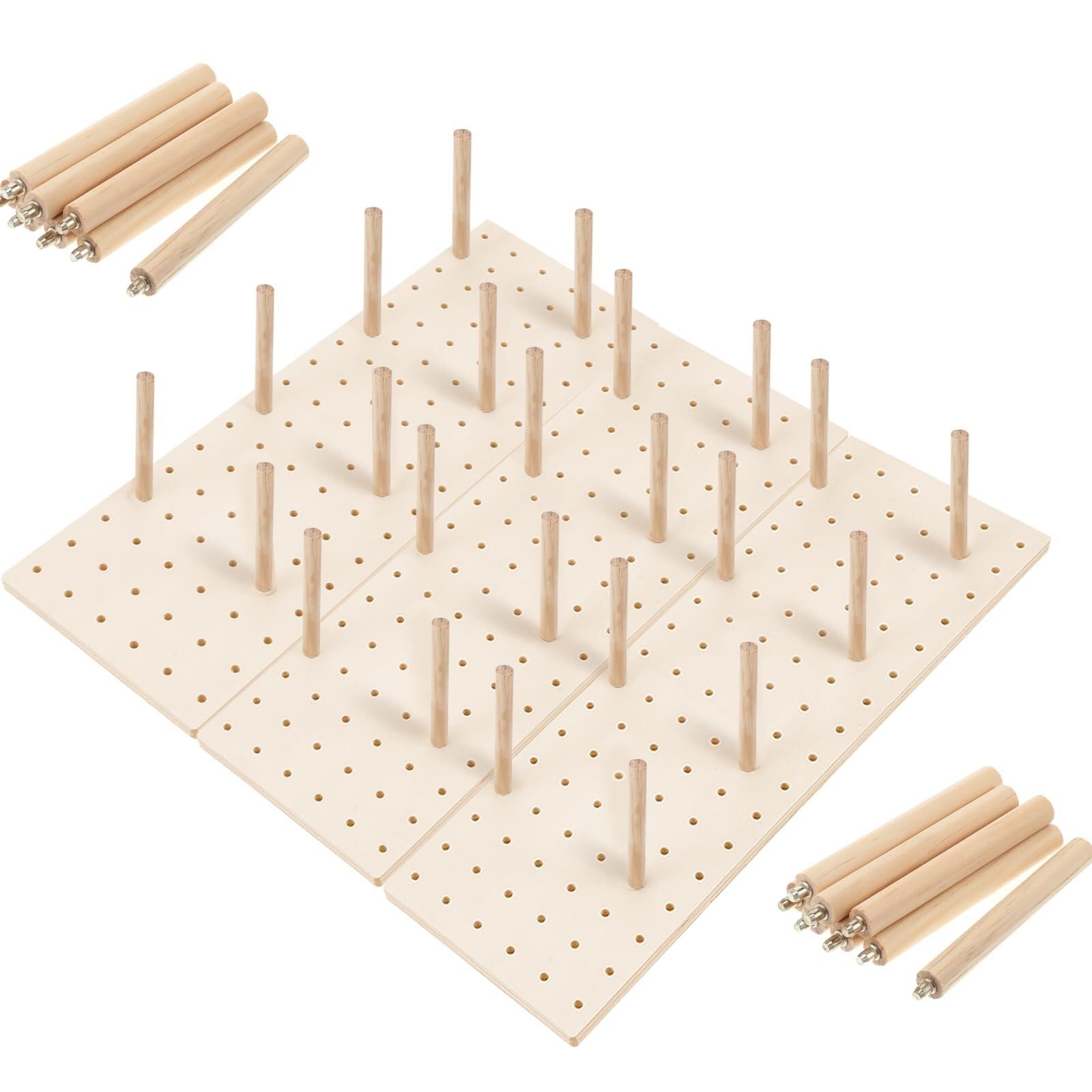 Lot de 3 organiseurs de tiroir en bois perforé avec 24 piquets - Système réglable pour vaisselle, assiette, casserole, conteneur, ustensiles de cuisine, ustensiles de cuisine (45 x 15 cm)