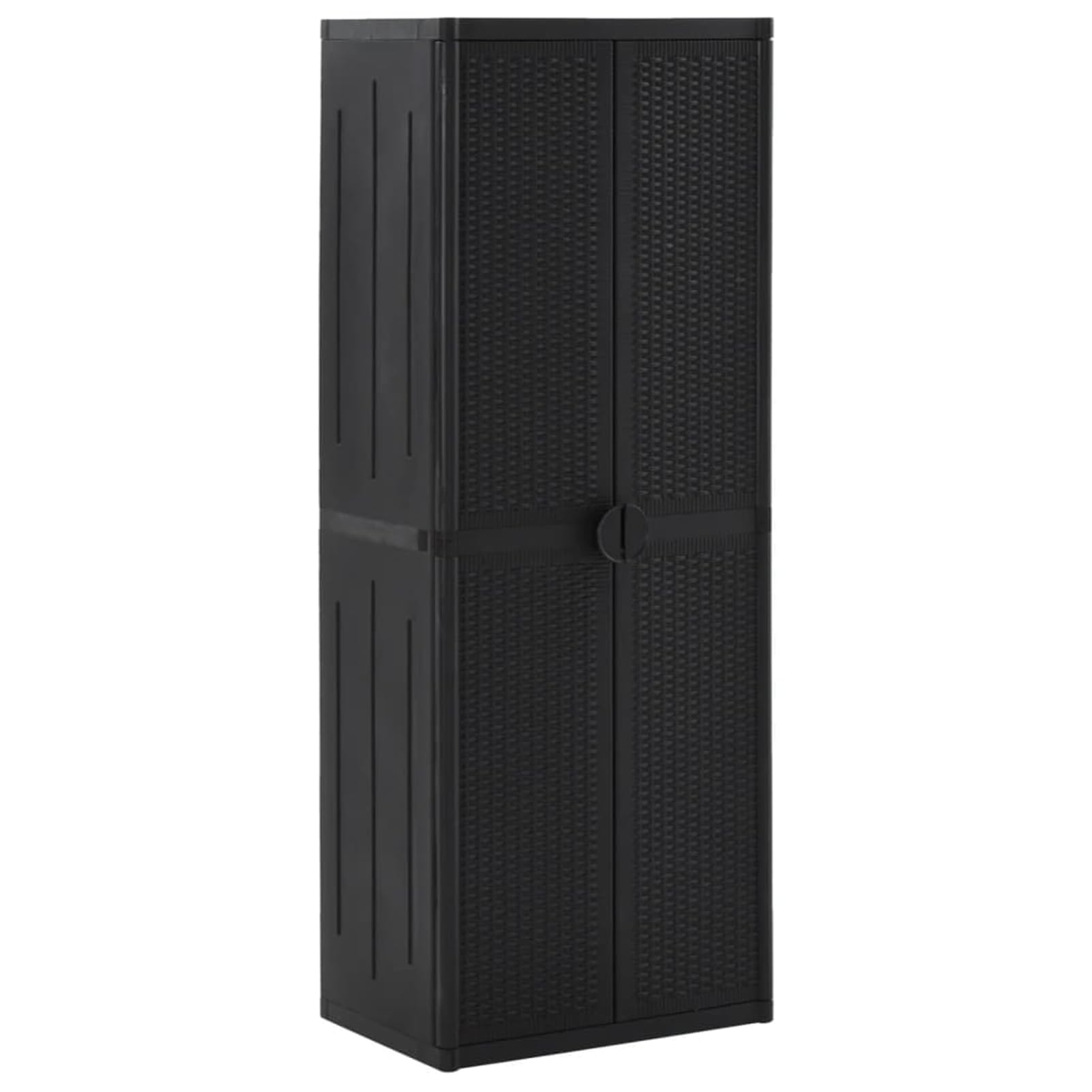 Homgoday Armario de polipropileno con soporte para escobas y 4 estantes, color negro, 65 x 45 x 172 cm Model151238