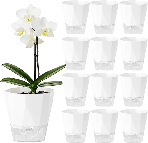 Miniatura 11 de Paquete de 5 macetas de riego automático para plantas de interior, macetas de riego automático de 5/6.7/8.4 pulgadas, color violeta africano, Gris