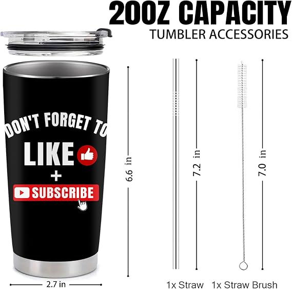Content Creator Gifts - Blogger Vlogger Stainless Steel Vacuum Insulated Tumbler 20 Oz