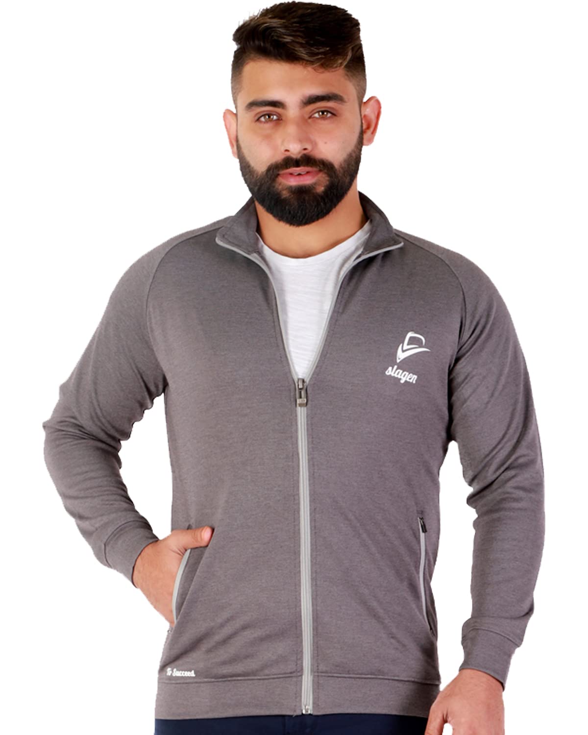 slagen Men's Full-Zip Lightweight Full Sleeve Athletic Upper Jacket ||Fully Comfartble & Fashionable Cotton Blend Fabric || Reguler Fit, Color Grey-picture-30