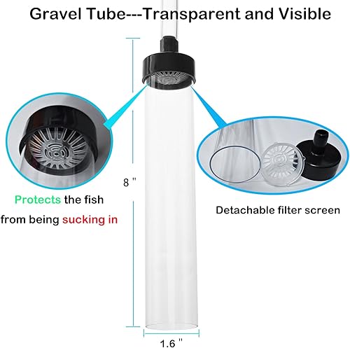 Miniatura 3 de Aspirador de sifón de acuario de 5 pies, bomba de sifón de mano, cambiador de agua para limpieza de peceras, grava y arena