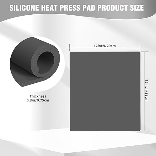 Miniatura 2 de BetterSub Alfombrilla de silicona para prensa de calor de 12 x 15 pulgadas, almohadilla de prensa de calor resistente al fuego de 0.3 pulgadas de