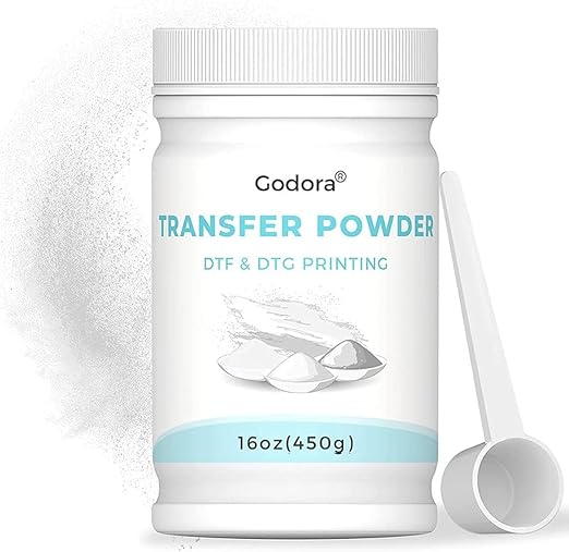 Godora DTF Powder White Digital Transfer Hot Melt Adhesive for Black or Dark Colored Garments, PreTreat Transfer for All DTF and DTG Printers, 450g - 16oz
