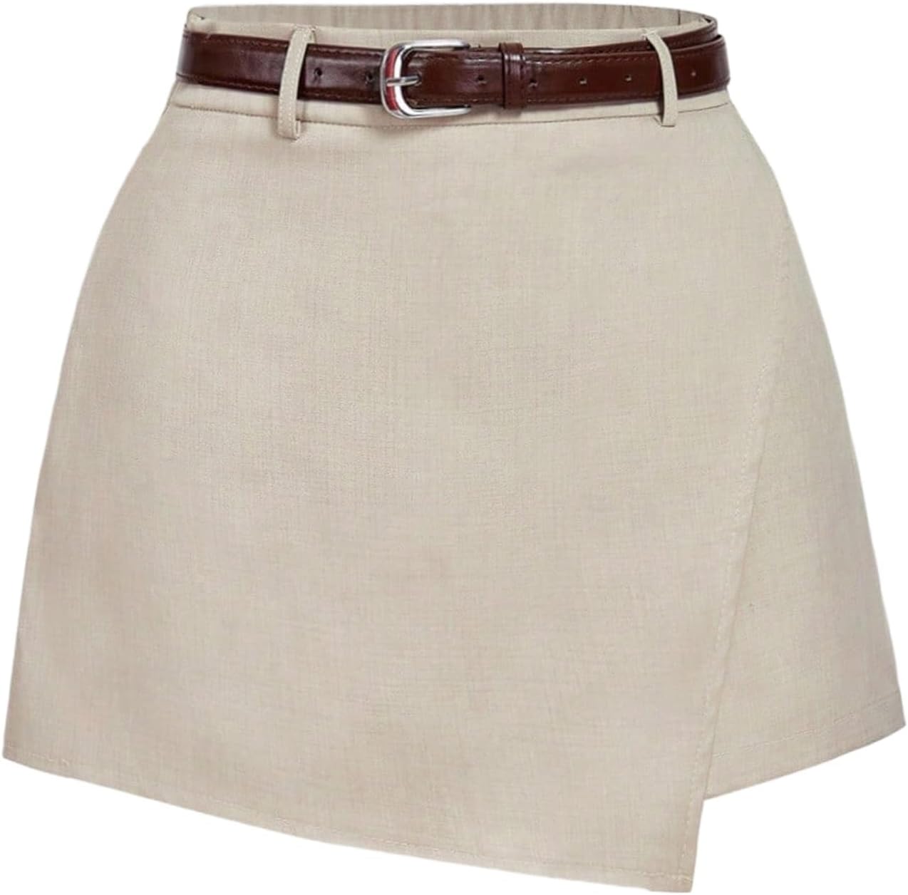 Floerns Women’s Cow Print Mini Skort Wrap Asymmetric Hem Western Skirt Shorts with Belt