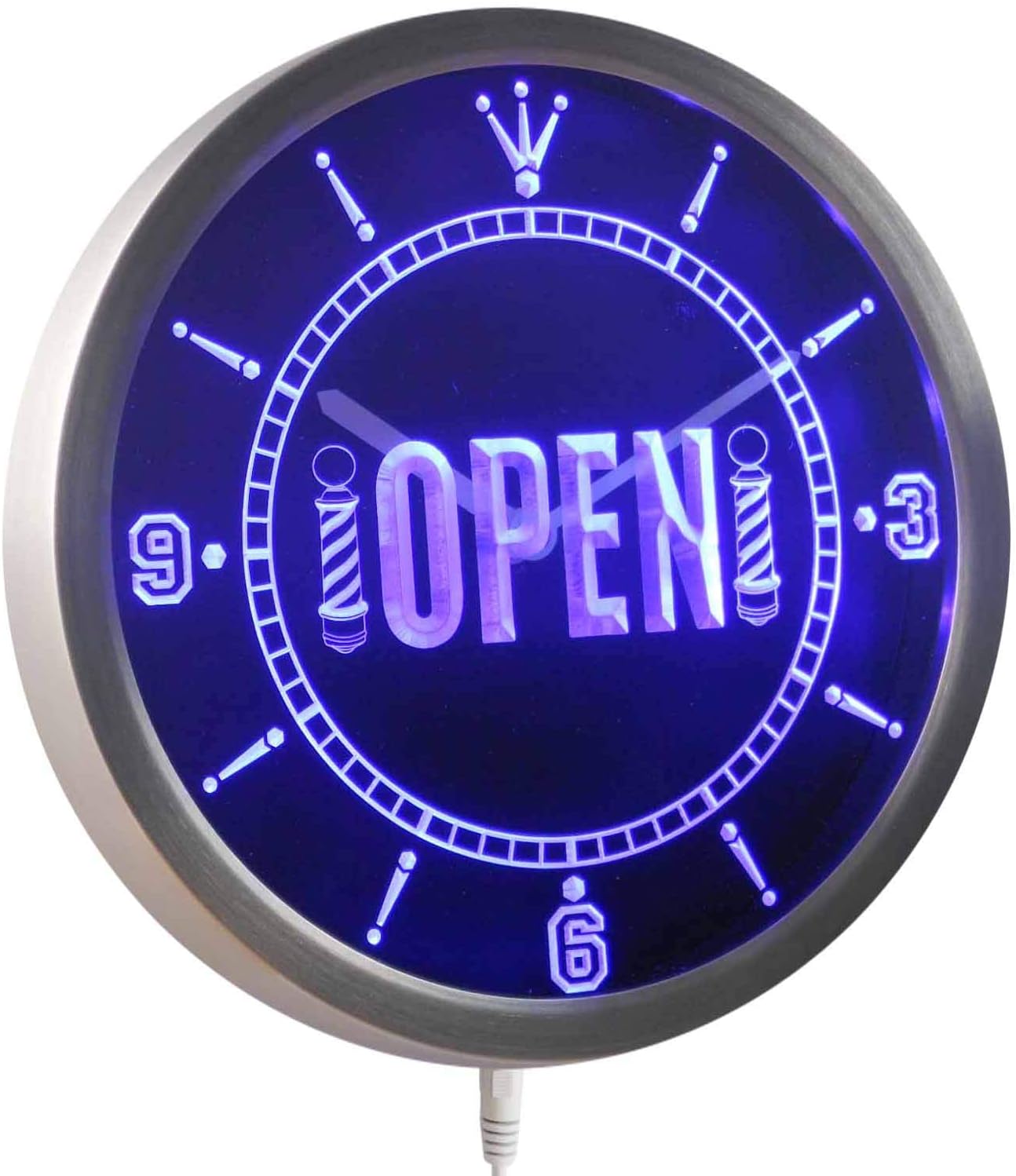 ADVPRO nc0419-r Barber Pole Hair Cut Open Neon Sign LED Wall Clock