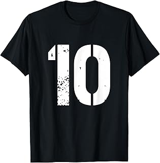 Varsity Style Number 10 T-Shirt for Sports Fans and 10th Birthdays