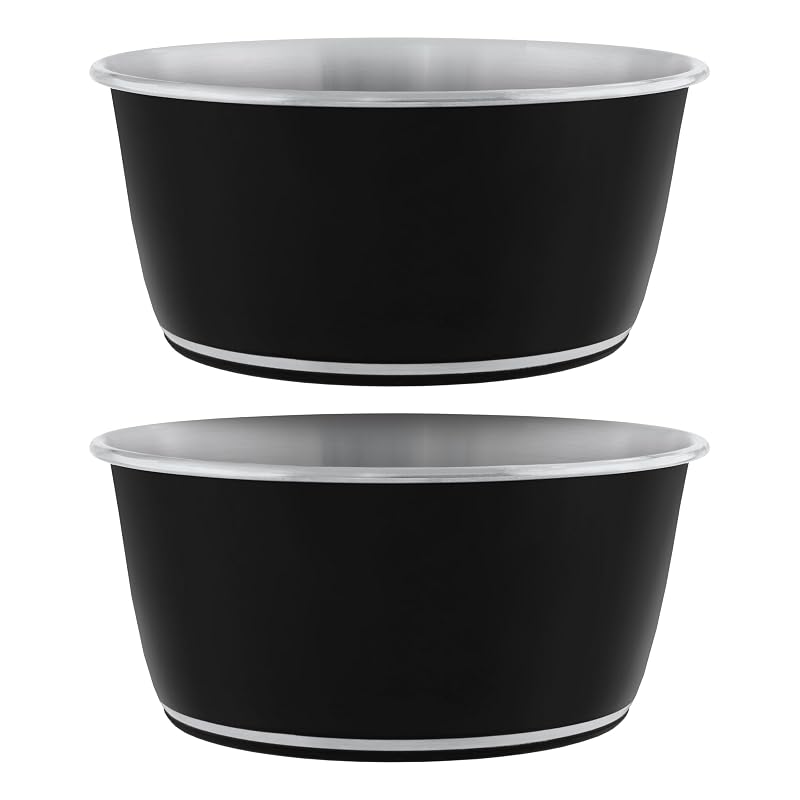 Tigelas para Cães em Aço Inoxidável com Base Antiderrapante Master Pet Supply Black Velvet, Pacote com 2 de 480 mL