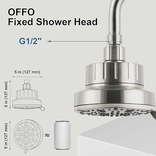 Miniatura 5 de OFFO Cabezal de ducha filtrado, cabezal de filtro de ducha de 20 etapas para agua dura con modo de pausa, cabezal de ducha de alta presión de 9