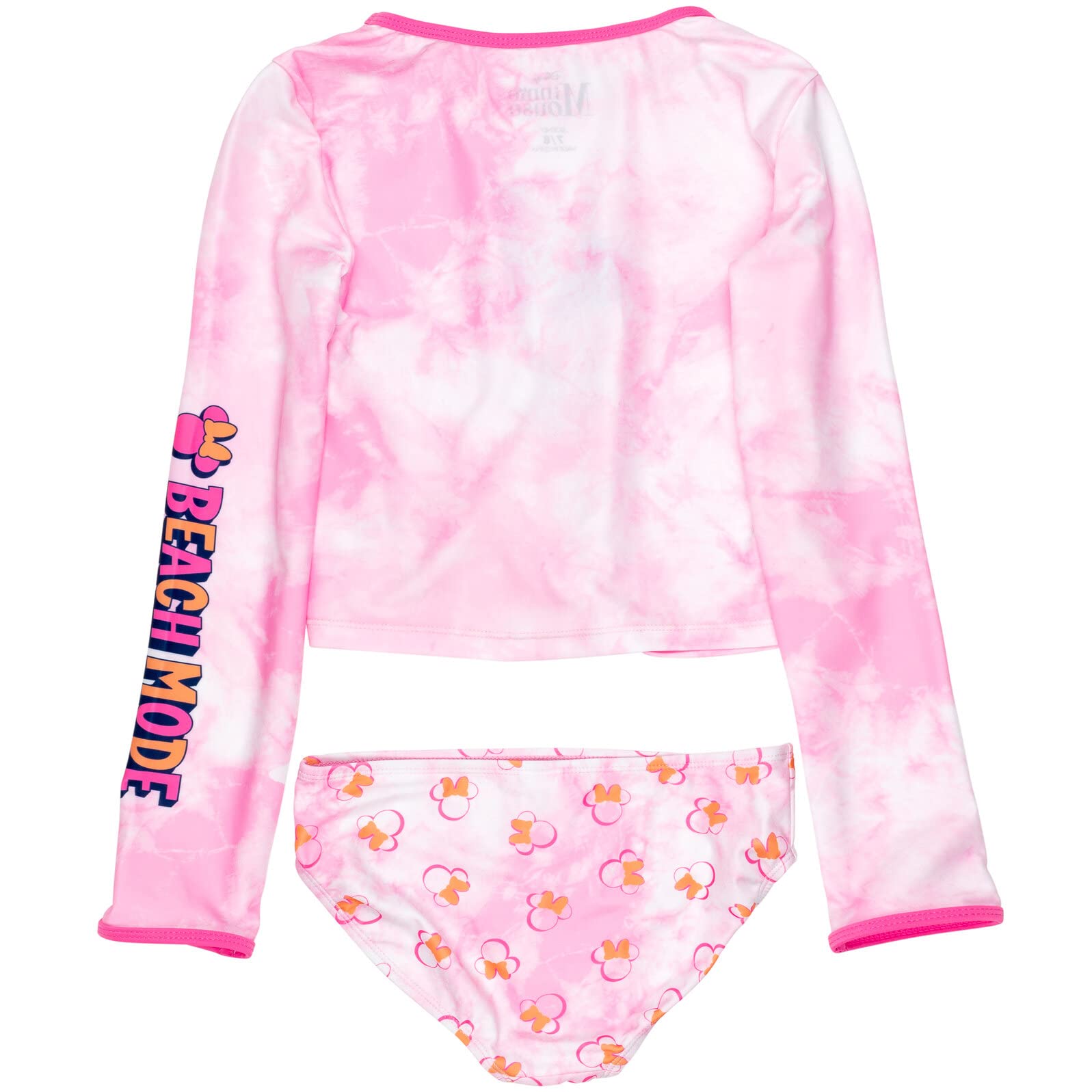 Disney Minnie Mouse Little Girls Pullover Swim Rash Guard Bottom Pink 4