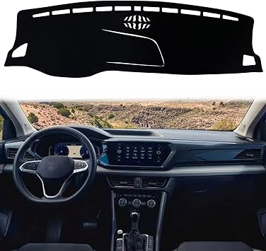 Dash Mat Cover Custom Interior Center Console Compatible with Volkswagen Taos SUV S SE SEL 2022 2023 Dashboard mat Covers Accessories Black Trim