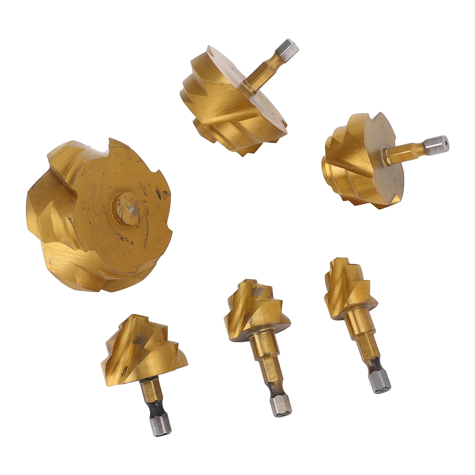 Jeu de Forets étagés de Levage en PPR Haute dureté, 20-63 Mm, 6 Pièces D'expansion de Tuyau D'eau en Spirale plaqué Ti pour le Perçage et L'alésage, adapté aux Tuyaux PPR, Tuyaux en Plastique