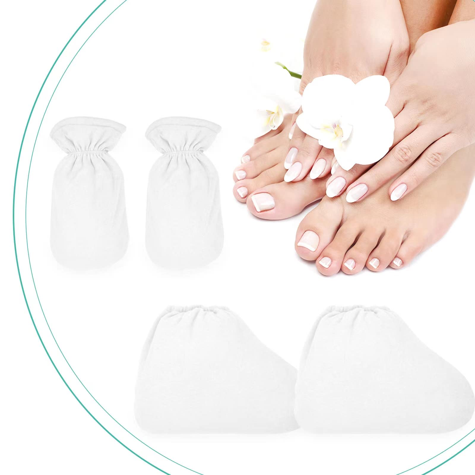 Parafina de Baño de Rizo para Guantes y Forros para Pies, Tratamiento de Manos y Pies de Calor Grueso Aislado para Pies Spa Feet Cover Ideal para Hombres Mujeres (Blanco)