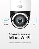 eufy Security 4G LTE Cam S330, 4K Cellular Solar Security Cameras Wireless Outdoor, Pan and Tilt, 4G and Wi-Fi Duo-Mode, AI Tracking, with SIM Card and 64GB SD Card, No WiFi, Previously - 4