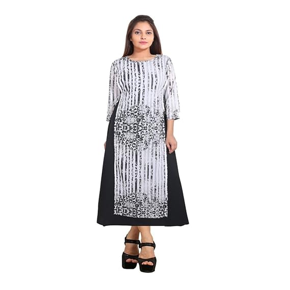 Buy Teej Black White One Piece Indo Western Maxi Dress For Women S At Amazon In