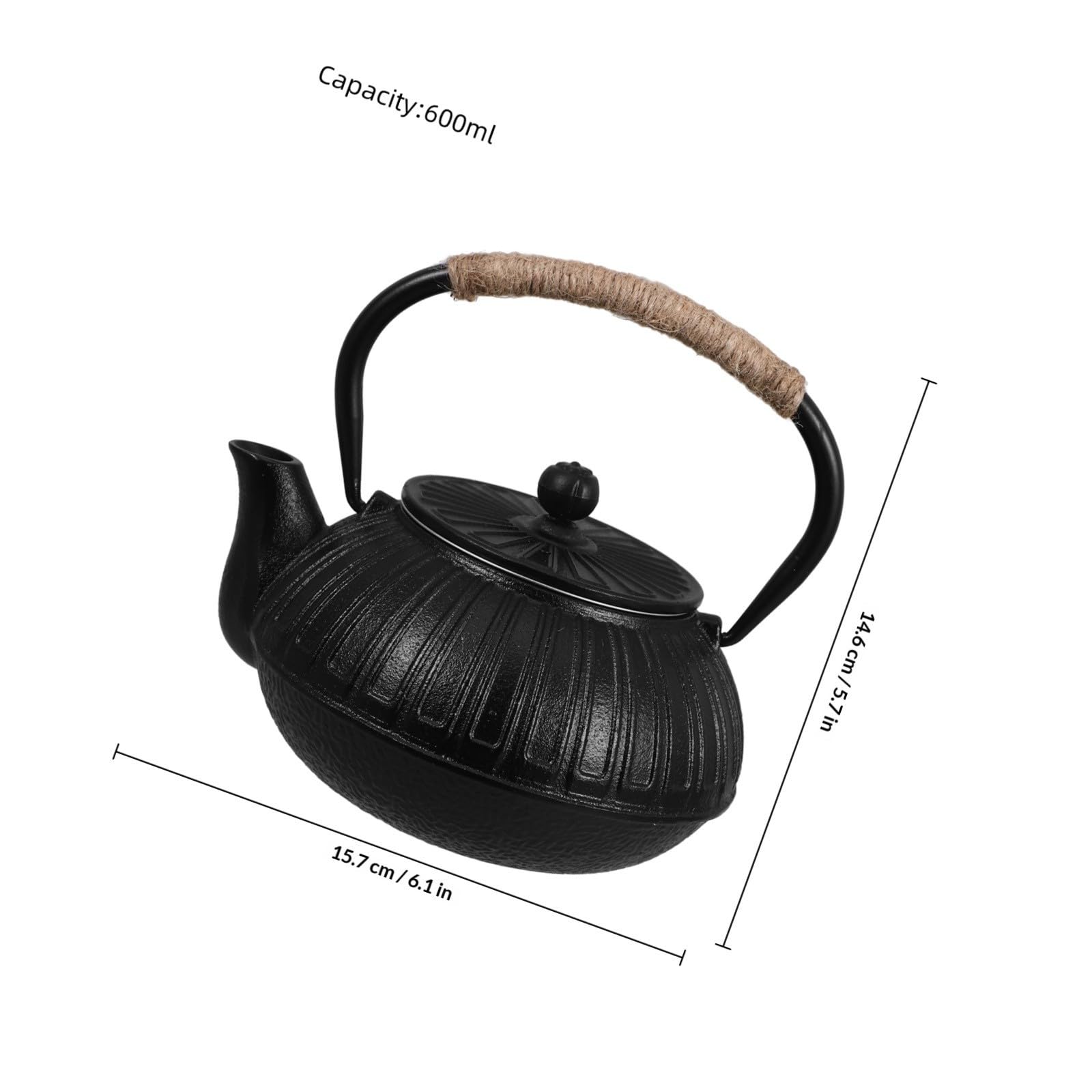 Tetera de Hierro Fundido de Estilo Japonés Infusor para Preparar Té, Capacidad 600ml, Diseño Elegante y Multifuncional Adecuado para Cocina y Compartir en Familia