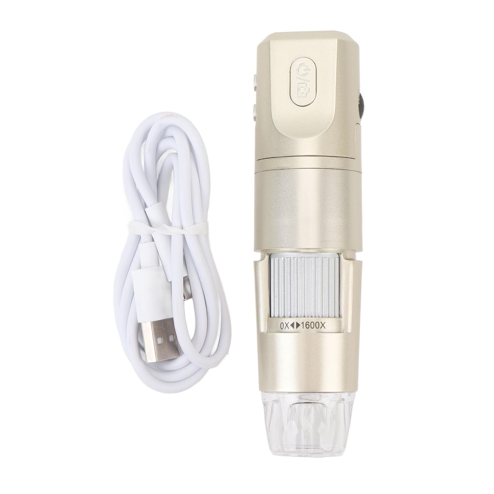 SIXRUN Drahtloses Digitales Mikroskop, Kompaktes Kunststoffdesign, 8 Dimmbare LED-Leuchten, 0- Bis 1600-fache Vergrößerung für die Detaillierte Inspektion von Münzen, Schmuck und Pflanzen