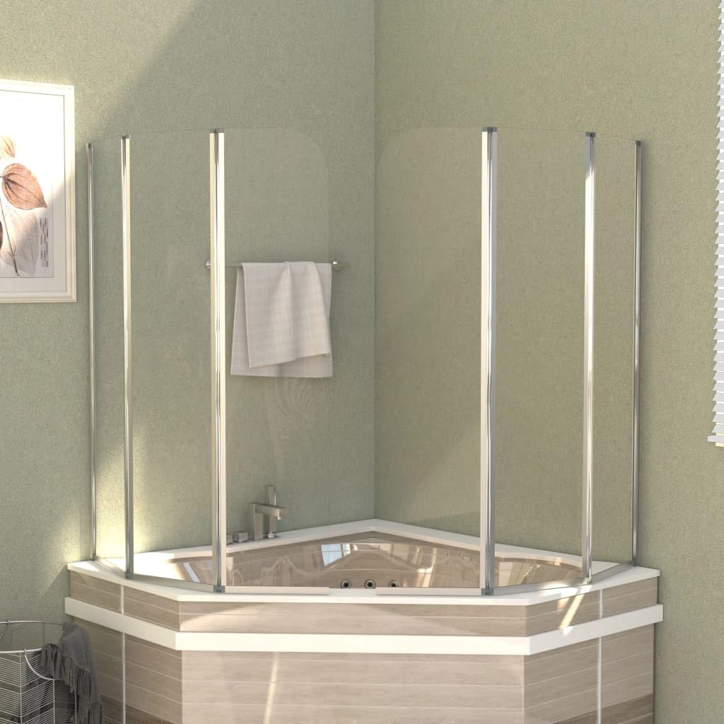 Kabiny prysznicowe 2 szt. 104 x 130 cm szkło hartowane przezroczyste | Składana konstrukcja, profile aluminiowe, łatwy montaż, do wanny