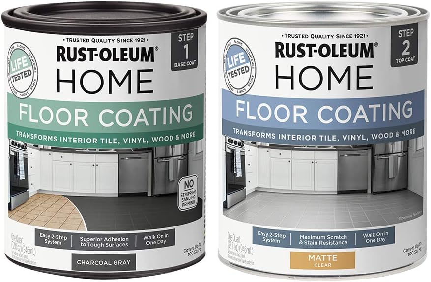 Rust-Oleum 367596 Home Interior Floor Coating Kit, Matte Charcoal Gray