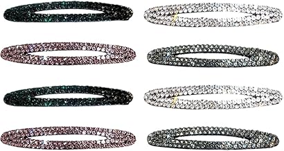 Metal Snap Hair Clip, 8 Pieces Snap Hair Clip with Rhinestone Clip, Hair for Women