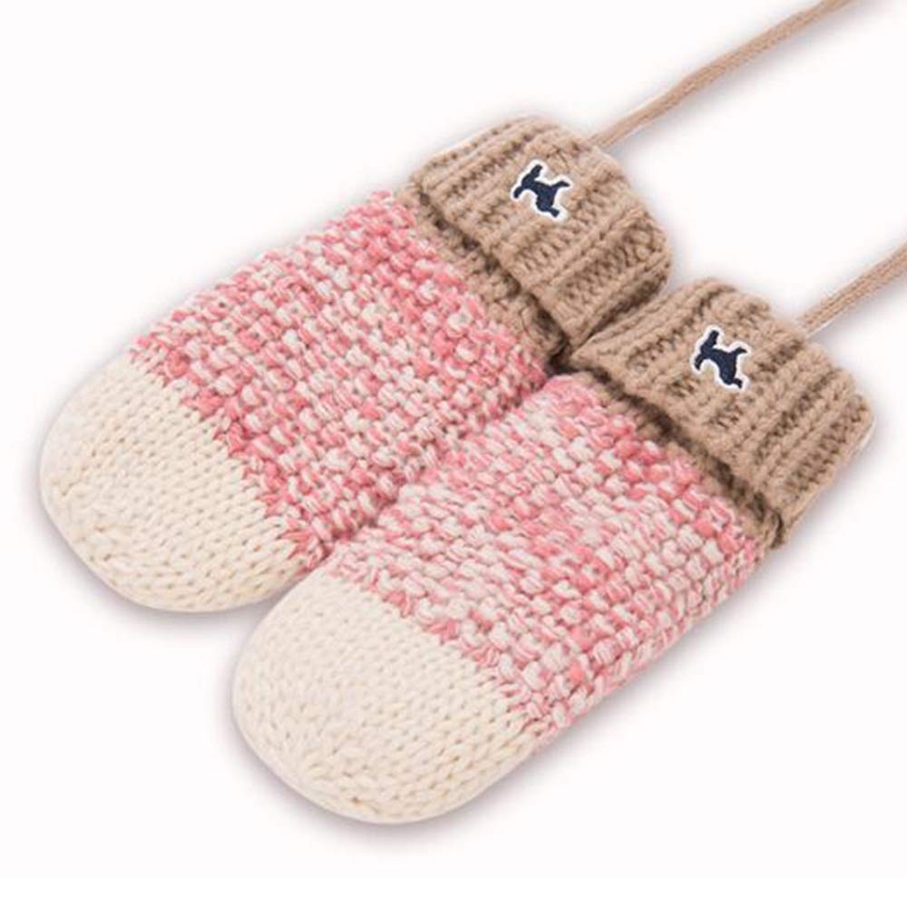 Axdwfd Niño Guantes Otoño E Invierno Mantener Caliente Más Grueso Puro Cambio Gradual Tejido De Punto Cuello Colgando Niños Y Niñas Guantes, 2 Colores (Color : Pink)