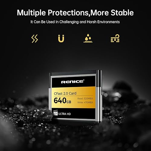 Miniatura 6 de RENICE Tarjeta de memoria CFast 2.0 de 512 GB, continua hasta 520 MBs de lectura-470 MBsWrite Tarjeta flash compacta para fotógrafos de cámara