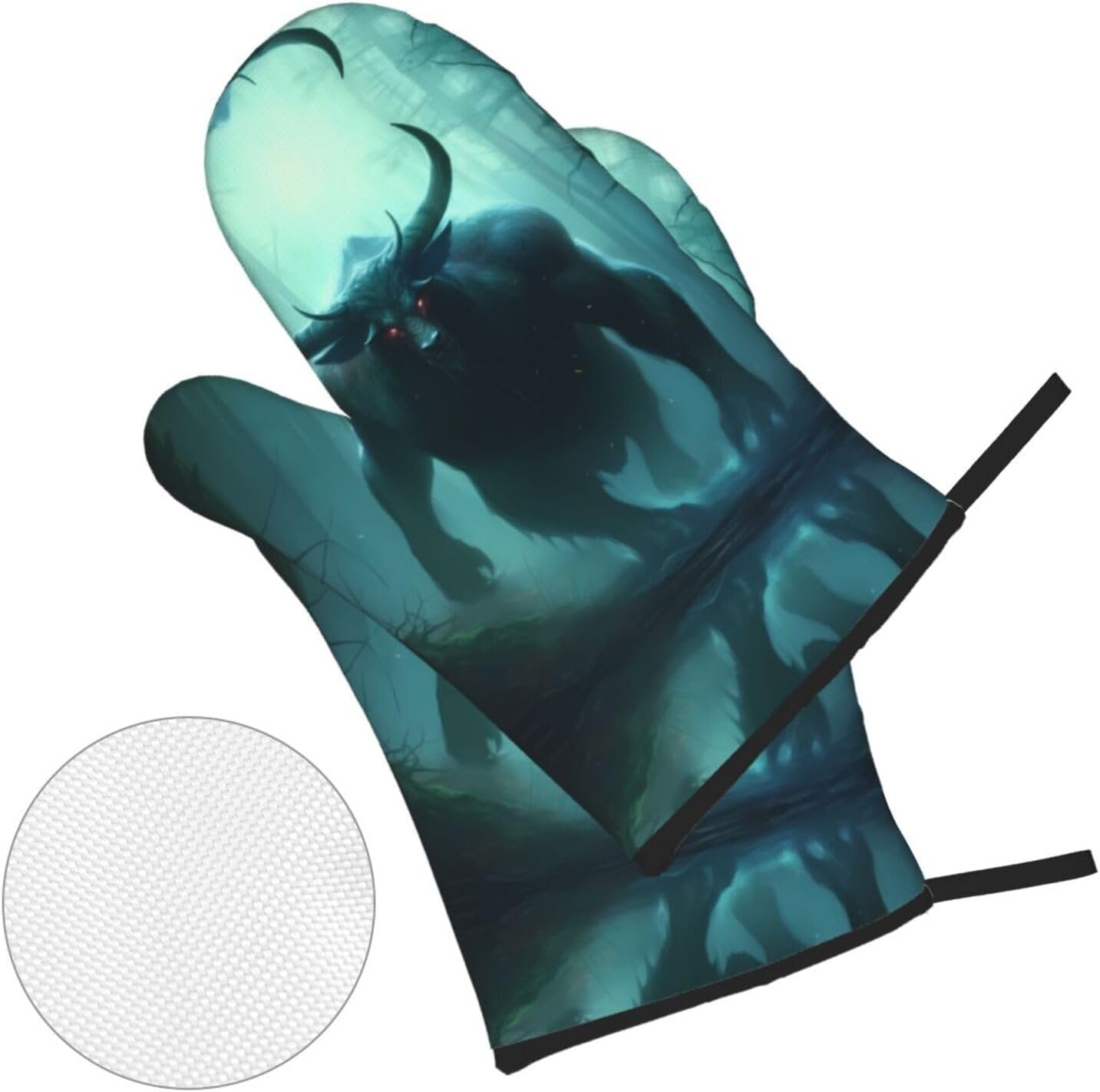 Cow Horned Beast Prints Kitchen Covers: Waterproof Oven Layers for Safe Cooking & Easy Cleanup - 4 Piece Heat Protection Set